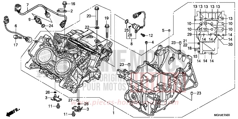 CARTER MOTEUR (VFR1200X/XA/XL) de VFR1200X "Crosstourer" Méca CANDY PROMINENCE RED (R342) 2018